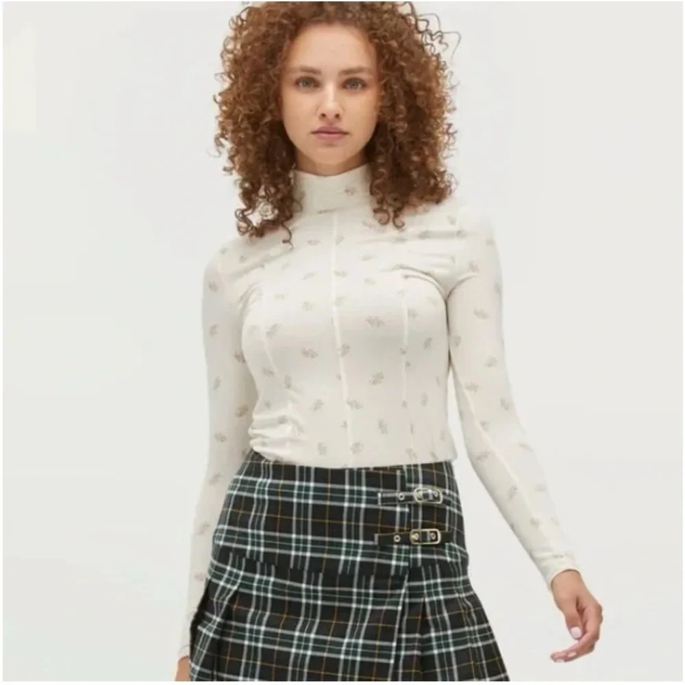 Women’s HILL HOUSE The Temi Top- Long sleeve fitted paisley turtleneck- Size S - Picture 2 of 8